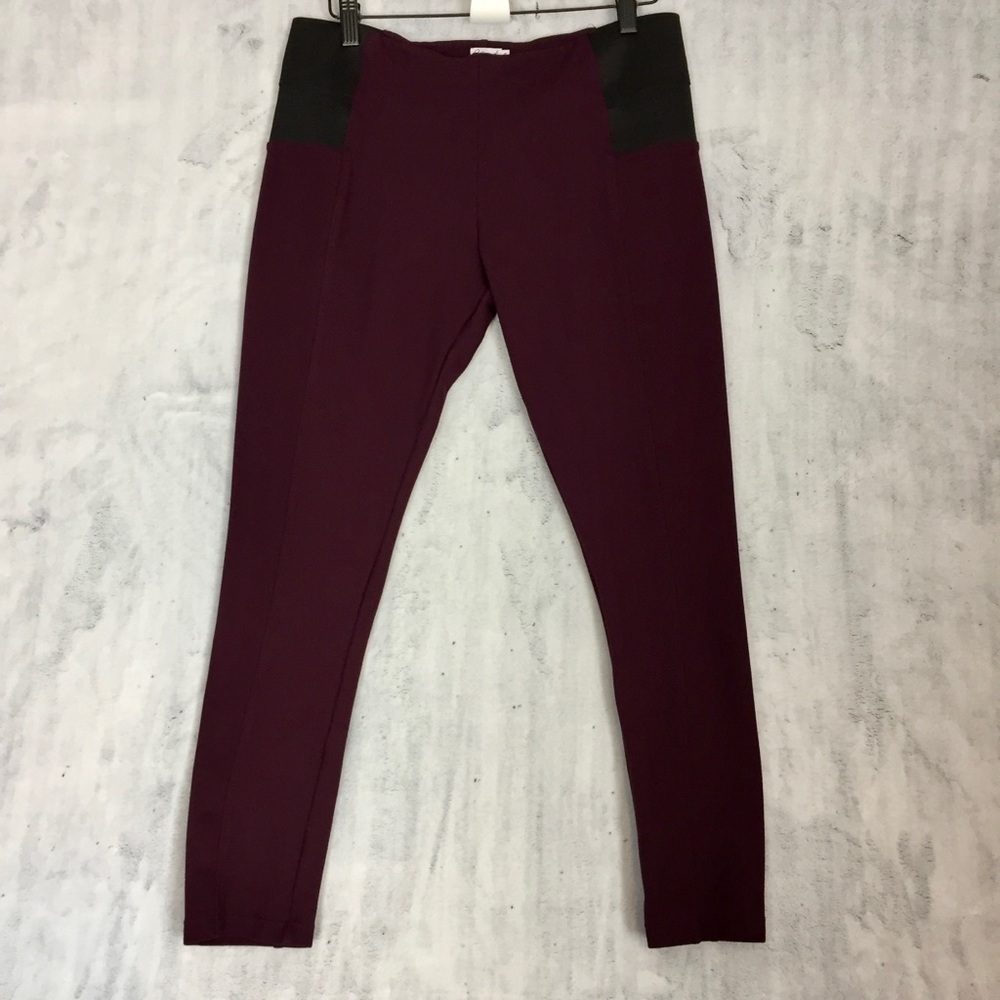 Kismet Workout Capris Size Large Purple with Stretch Panels Athleisure Pants